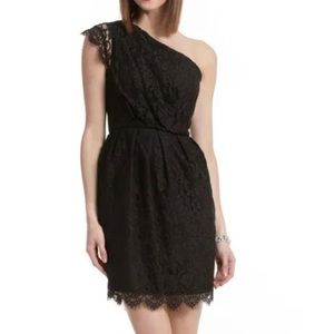 SHOSHANA Black Lace One-Shoulder Dress